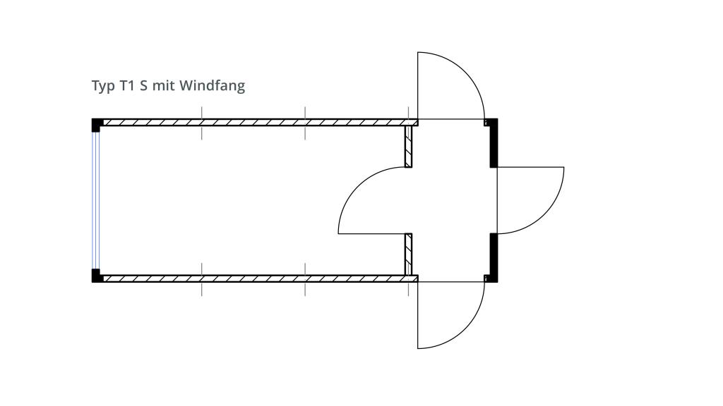 Grundriss Systemcontainer S mit Windfang aW