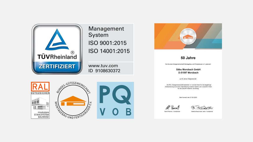 Übersicht Zertifikate, Urkunden und Gütesiegel von SÄBU