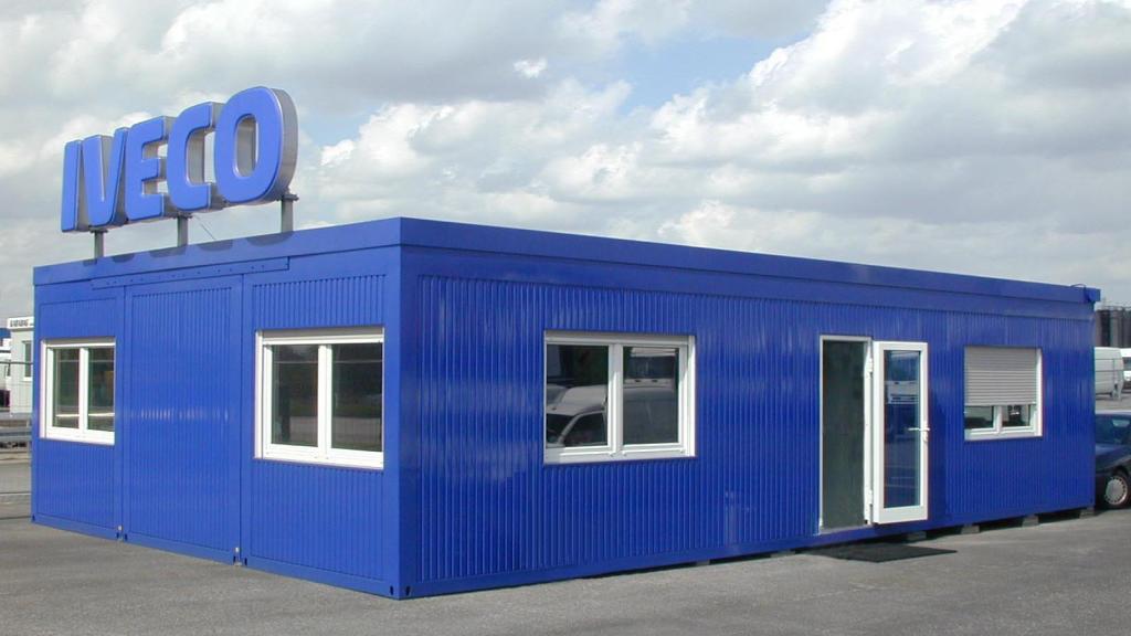 Containergebäude für IVECO, blau lackiert