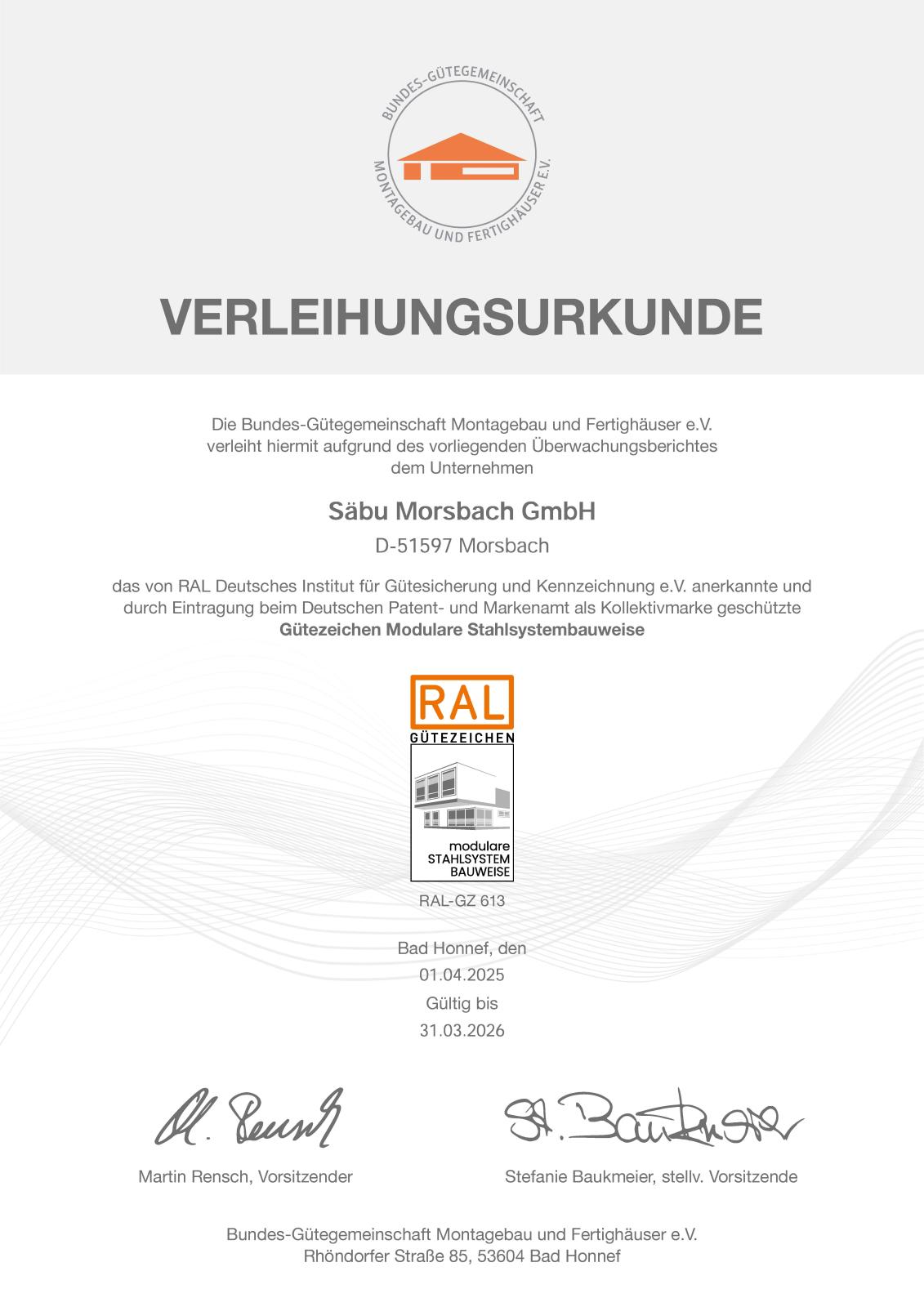 RAL Stahlsystembauweise Siegel Vorschau