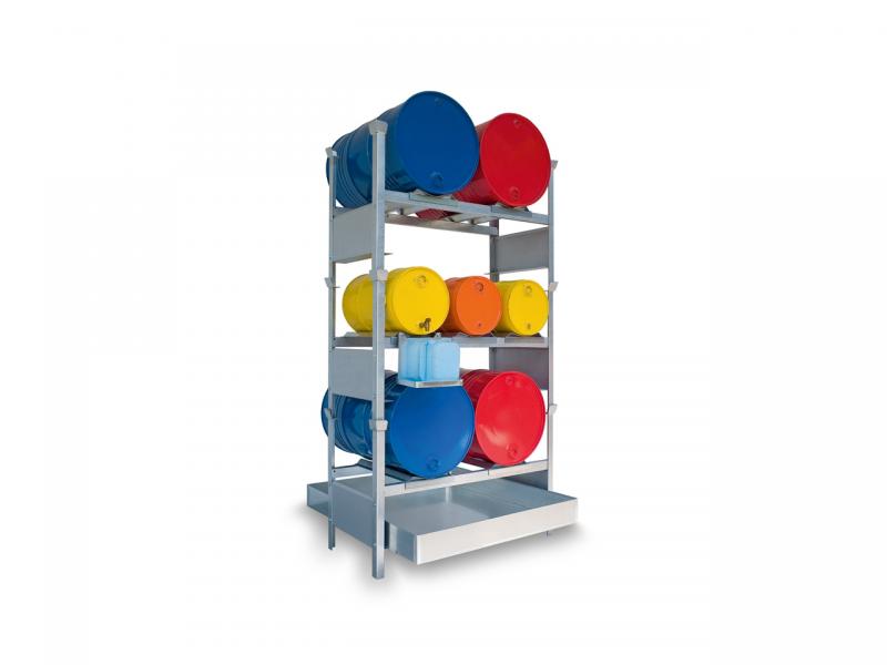 Stapelrahmen-Set für 4 Fässer à 200 l und 3 Fässer à 50/60 für die liegende Lagerung